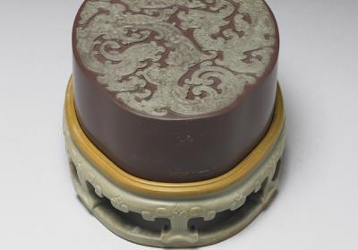 图片[2]-She inkstone of “Taiji (the great ultimate)”, with songhua inkstone box, Qing dynasty, 17th-18th century-China Archive